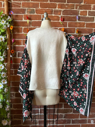 OOAK Autumn Collection- Upcycled Stevie Nicks Inspired Hi Lo Poncho Sweatshirt