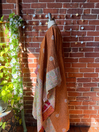 OOAK Autumn Collection-Reversible Stardust Kantha Ruana Jacket With Pockets