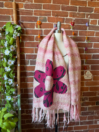 OOAK Autumn Collection- Upcycled Flower Kantha Patchwork Soft Oversized Scarf