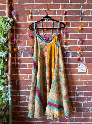 Coffee In The Morning Midi Kantha Summer Dress With Pockets - Fits up to 2X