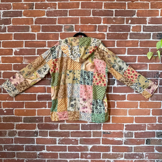 Tan/Browns Meadow Patchwork Hoodie Hooded Jacket