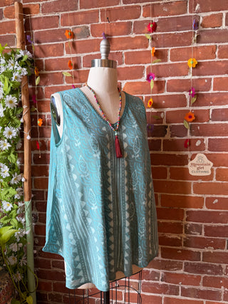 Turquoise Moon Batik Festival Tank Top - Fair Trade Made - Final Sale