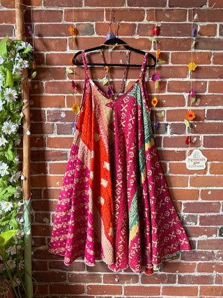 Coffee In The Morning Midi Kantha Summer Dress With Pockets - Fits up to 2X