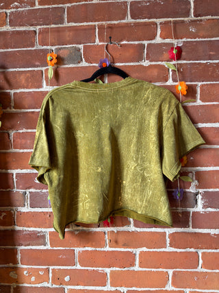 Cotton Bee Flower Stone Wash Cropped Tee -Fair Trade Made