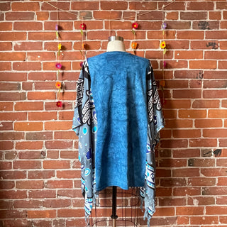 Upcycled Grateful Dead Inspired Batik Long Tunic Poncho Top