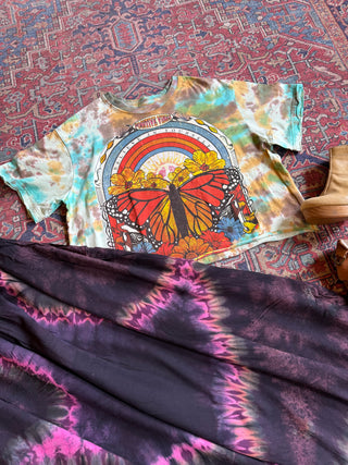 Cotton Butterfly Positive Vibes Tie Dye Cropped Tee
