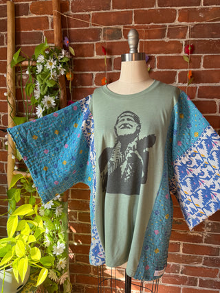 OOAK Autumn Collection - Upcycled Willie Inspired Kantha Bell Sleeve Top