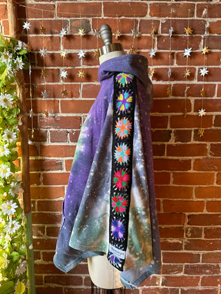 OOAK Winter Collection- Upcycled Van Halen Tie Dye Granny Square Hoodie Poncho