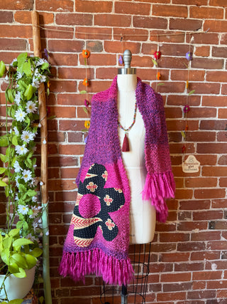 OOAK Autumn Collection- Upcycled Flower Kantha Patchwork Soft Oversized Scarf