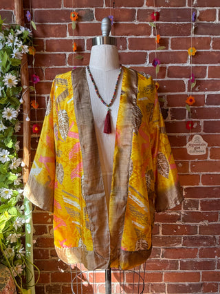 Autumn Moon Silky Flowy Kimono - Fair Trade Made - Final Sale