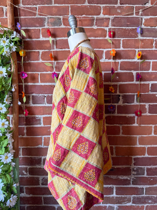 Cosmic Drift Reversible Kantha Poncho Top