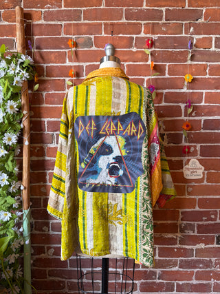 OOAK Summer Collection - Upcycled Def Leppard inspired Vintage Kantha Jacket