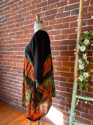 Free Size Raven Tie Dye Poncho Top