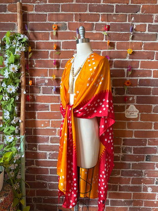Summer Dreams 100% Silk Poncho Robe- Fair Trade Made