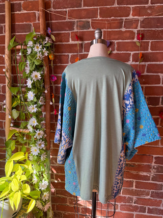 OOAK Autumn Collection - Upcycled Willie Inspired Kantha Bell Sleeve Top