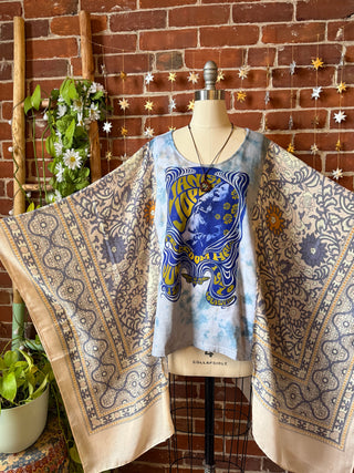 Pearl Classic Rock Tie Dye Boho Hi Lo Poncho Top