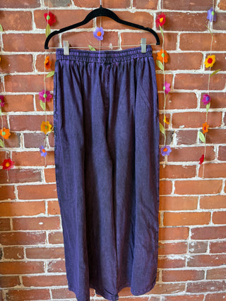 Embroidered Bohemian Spring Wide Leg Lounge Pants - Purple Haze 100% Cotton