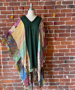 Autumn Skies Flowy Patchwork Poncho Tunic