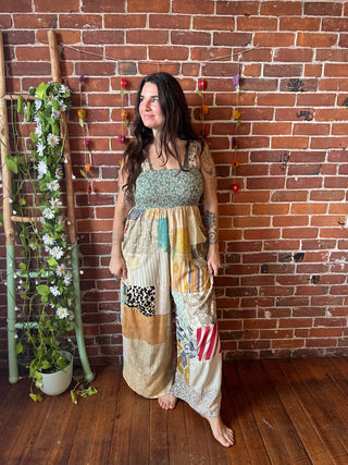 Aquarius Patchwork Flowy Wide Leg Jumpsuit
