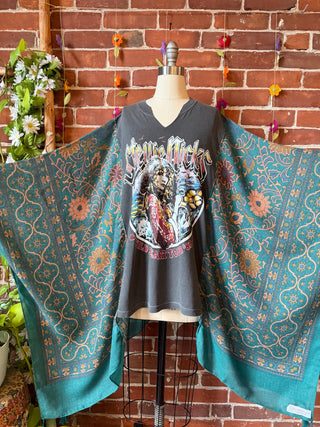 Stevie Nicks Wild Heart Inspired Hybrid Boho Print Hi Lo Poncho Top