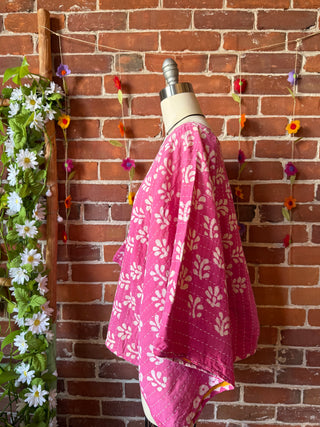 Cosmic Drift Reversible Kantha Poncho Top
