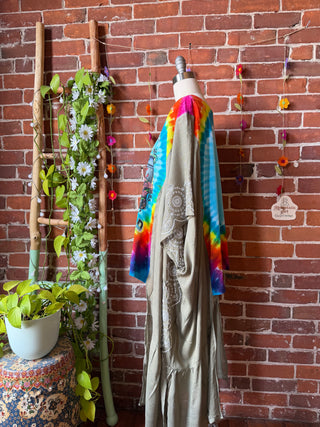 Grateful Dead Inspired Tie Dye Sage Embroidered Hi Lo Top