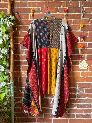 OOAK Summer Collection- Upcycled Kantha Hi Lo Poncho Tunic Top