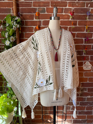 OOAK Autumn Collection - Dolly Inspired Embroidered Daisy Poncho