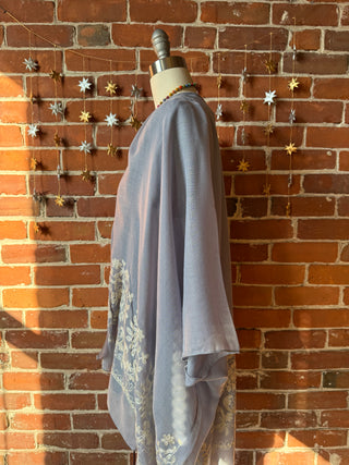 Periwinkle Embroidered Boho Kimono Layer