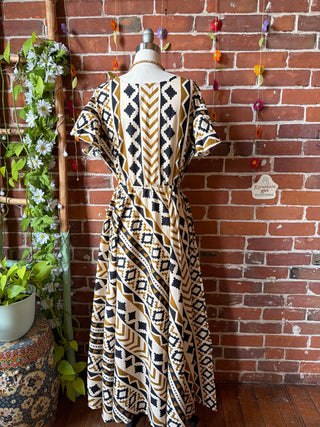 Size Small-Medium Meadow Mosaic 100% Cotton Short Sleeve Dress - Fair Trade Made