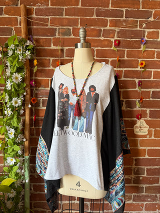 Fleetwood Mac Inspired Black Embroidered Poncho