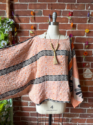 OOAK Summer Collection - Reversible Cosmic Drift Kantha Poncho Top - 2 Tops in 1!