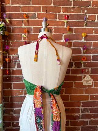 Size 14-20 In Bloom Reversible Kantha Halter Top - 100% Cotton - Fair Trade Made