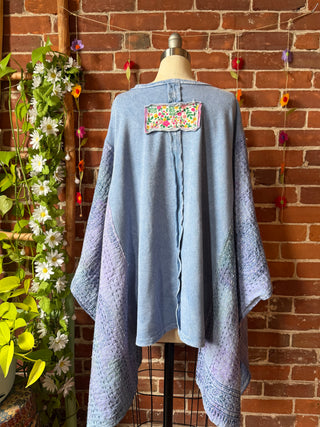 OOAK Autumn Collection - Upcycled Flower Patchwork Hi Lo Kantha Poncho Top 🌼