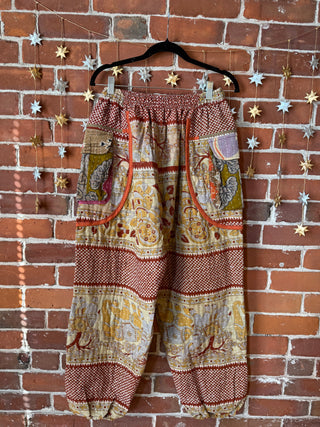 S/M Genevieve Kantha Cargo Harem Pants