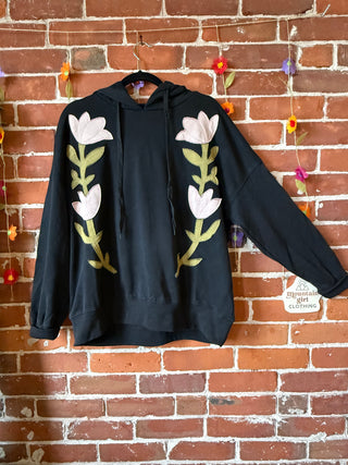 Good Vibes Artisan Bloom Floral Hoodie Sweatshirt