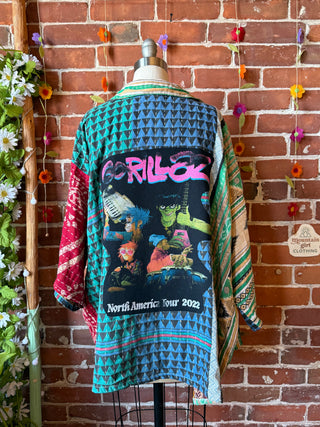 OOAK Summer Collection - Upcycled Gorillaz Inspired Vintage Kantha Jacket