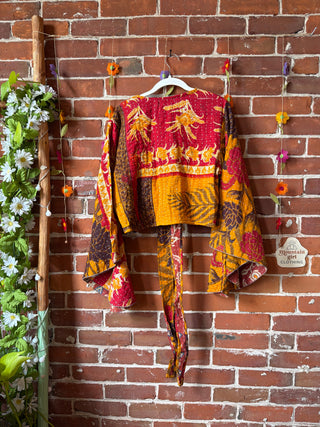 Free Size Nova Kantha Bell Sleeve Wrap Top