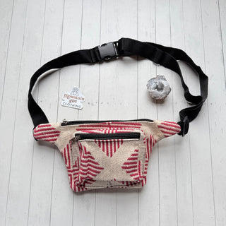 Boho Red Beige Woven Crossbody /Fanny Pack Bag- Fair Trade Made - Final Sale