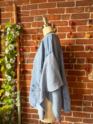 OOAK Spring Collection - Upcycled Kantha Flower Patch Patchwork Poncho Style Top 🌼