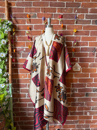Summer Dreams 100% Silk Poncho Robe- Fair Trade Made