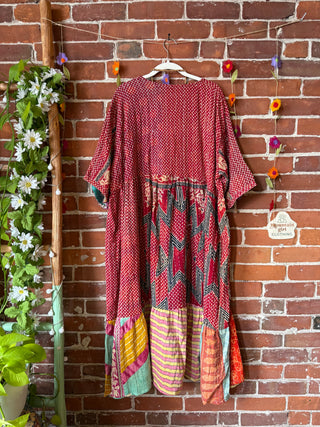 Coffee In The Morning Kantha Dress - Fits up to 3X - 100% Cotton- Fair Trade Made