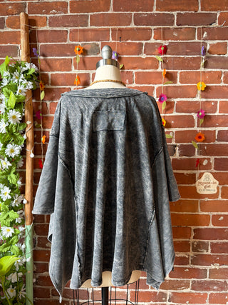 OOAK Summer Collection - Upcycled Kantha Peace Sign Patch Patchwork Poncho Style Top ☮️