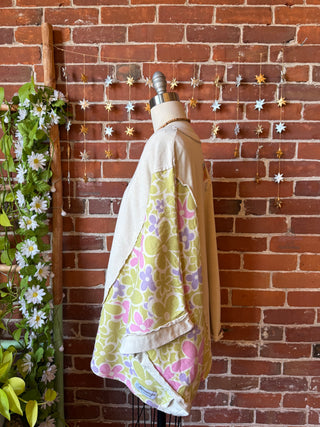 OOAK Winter Collection - Upcycled Kantha Flower Patch Patchwork Poncho Style Top 🌼