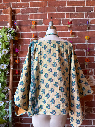 OOAK Spring Collection - Reversible Cosmic Drift Kantha Poncho Top - 2 Tops in 1