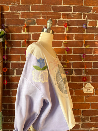 OOAK Autumn Collection- Size Medium Upcycled Pink Floyd Cropped Hybrid Tshirt Sweatshirt Top