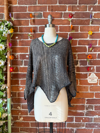 Moon Catcher Crochet Fairy Hem Bell Sleeve Cropped Top - 100% Cotton - Fair Trade Made