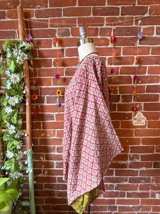 OOAK Summer Collection - Reversible Cosmic Drift Kantha Poncho Top with Luna Butterfly- 2 Tops in 1