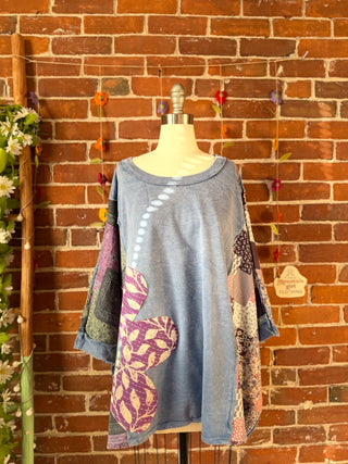 OOAK Autumn Collection - Upcycled Flower Patch Patchwork Poncho Style Top 🌼