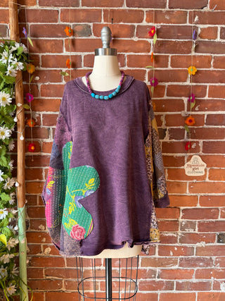 OOAK Autumn Collection - Upcycled Flower Patch Patchwork Poncho Style Top 🌼